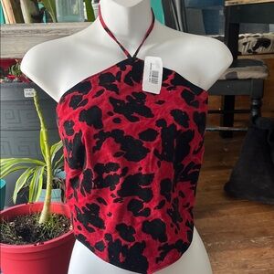 Red and Black Halter Top